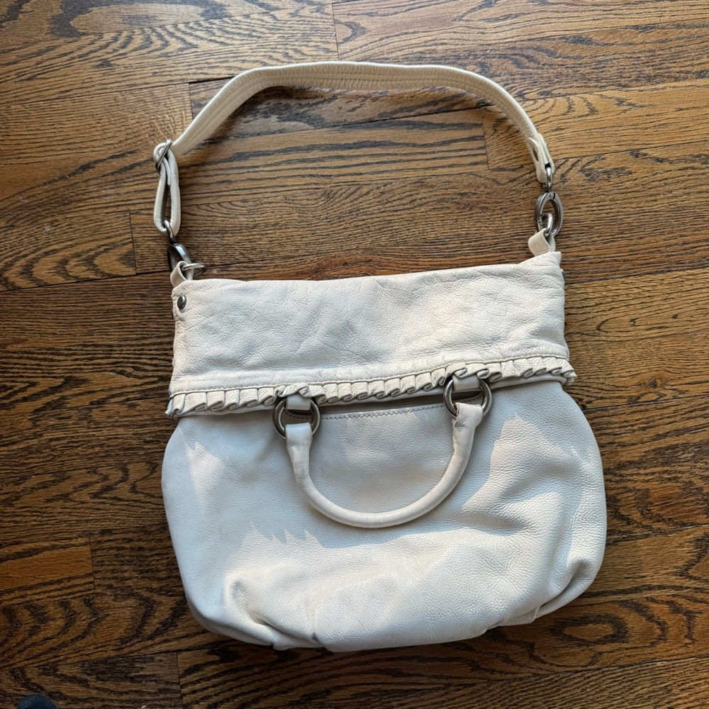 LOCKHEART Rare Y2K Raya Leaflet Ivory Shoulder Hobo Bag Purse - Picture 4 of 12